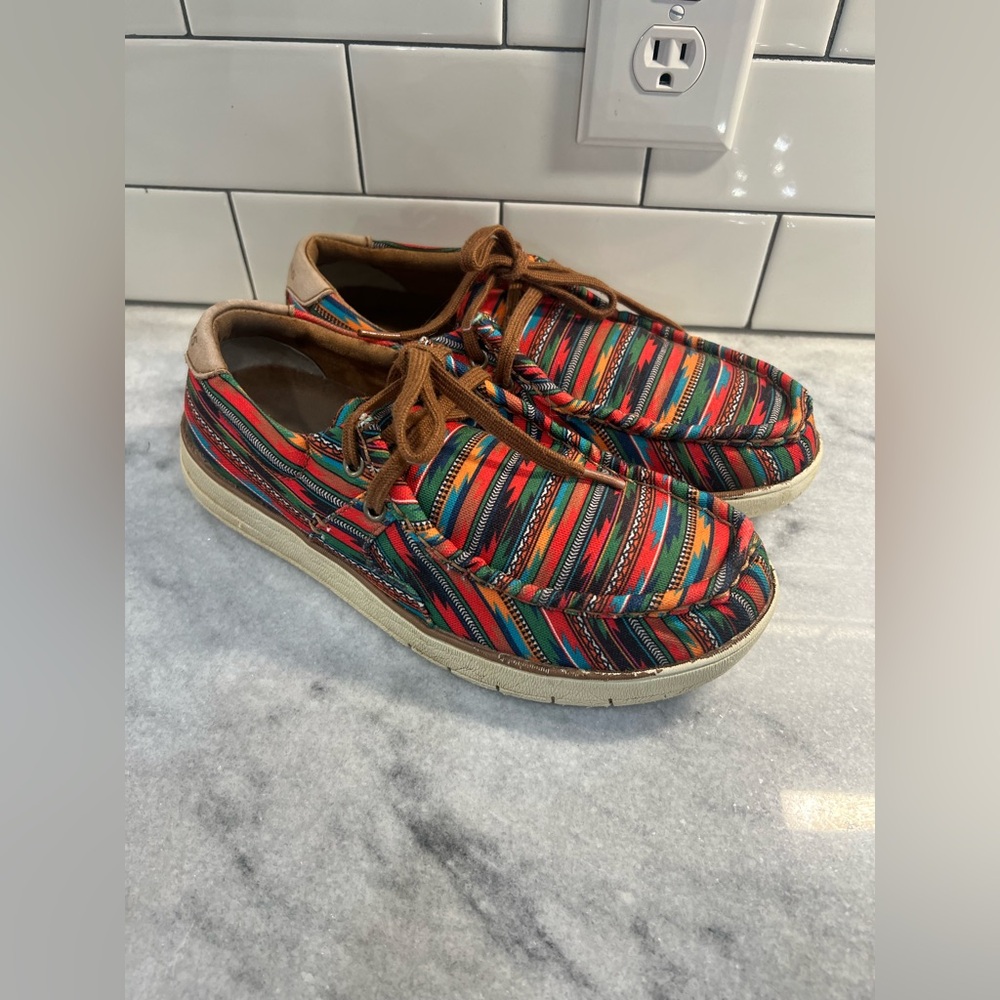 Rank•45 Mens size 8 Griffin 3 Multicolor Southwestern Moc Toe Canvas Shoes